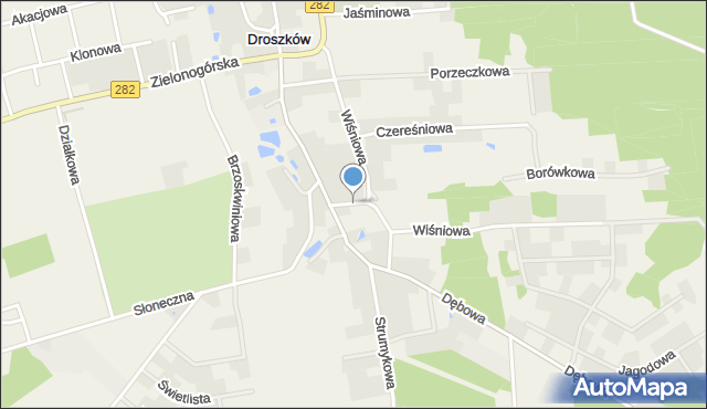 Droszków gmina Zabór, Krótka, mapa Droszków gmina Zabór