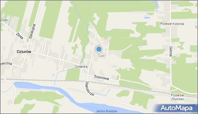 Dziurów gmina Brody, Krótka, mapa Dziurów gmina Brody