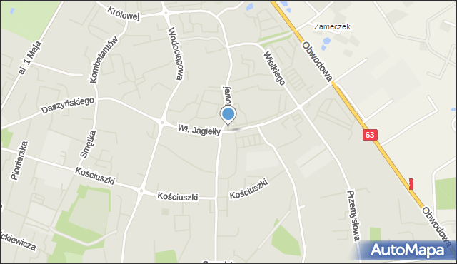 Giżycko, Króla Władysława Jagiełły, mapa Giżycko