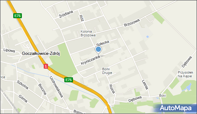 Goczałkowice-Zdrój, Kryniczanka, mapa Goczałkowice-Zdrój