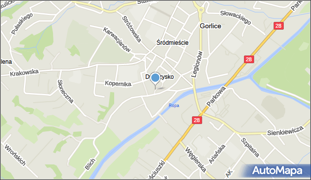 Gorlice, Kręta, mapa Gorlic