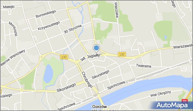 Gorzów Wielkopolski, Króla Władysława Jagiełły, mapa Gorzów Wielkopolski