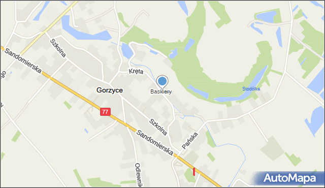 Gorzyce powiat tarnobrzeski, Kręta, mapa Gorzyce powiat tarnobrzeski