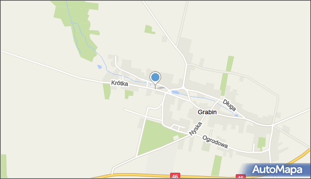 Grabin gmina Niemodlin, Krótka, mapa Grabin gmina Niemodlin