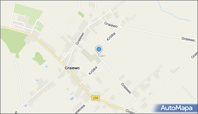 Gralewo gmina Santok, Krótka, mapa Gralewo gmina Santok