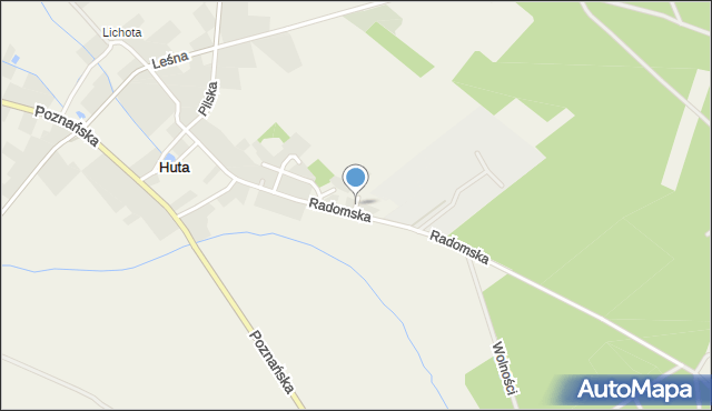Huta gmina Czarnków, Krótka, mapa Huta gmina Czarnków