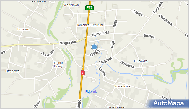 Jabłonka powiat nowotarski, Krótka, mapa Jabłonka powiat nowotarski