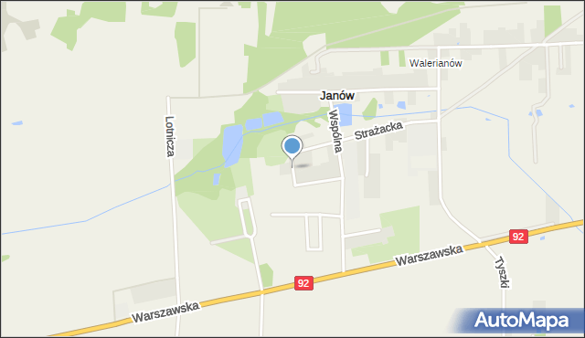 Janów gmina Mińsk Mazowiecki, Krótka, mapa Janów gmina Mińsk Mazowiecki