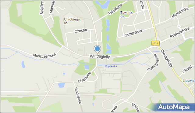 Jastrzębie-Zdrój, Króla Władysława Jagiełły, mapa Jastrzębie-Zdrój