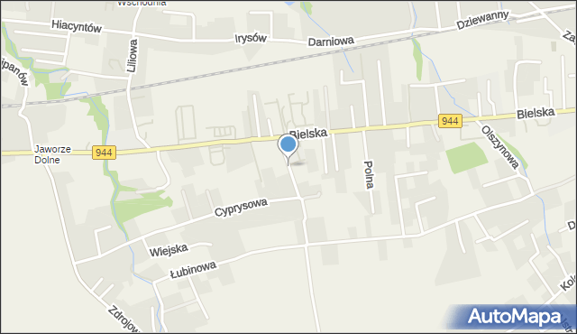 Jaworze powiat bielski, Kryształowa, mapa Jaworze powiat bielski