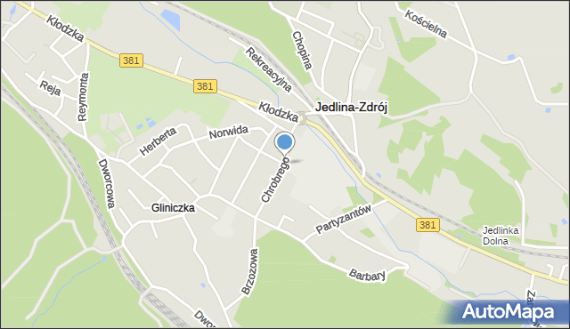 Jedlina-Zdrój, Króla Bolesława Chrobrego, mapa Jedlina-Zdrój