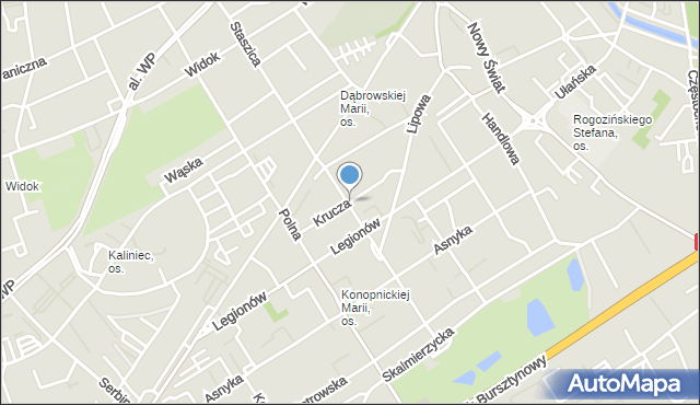 Kalisz, Krucza, mapa Kalisza