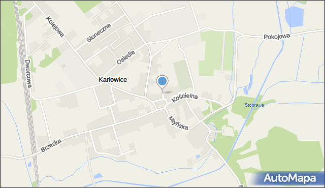 Karłowice gmina Popielów, Krótka, mapa Karłowice gmina Popielów