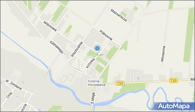 Kazimierz gmina Lutomiersk, Krzywa, mapa Kazimierz gmina Lutomiersk