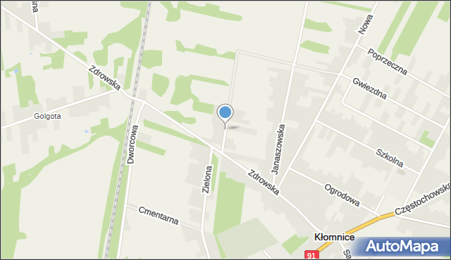 Kłomnice, Krótka, mapa Kłomnice