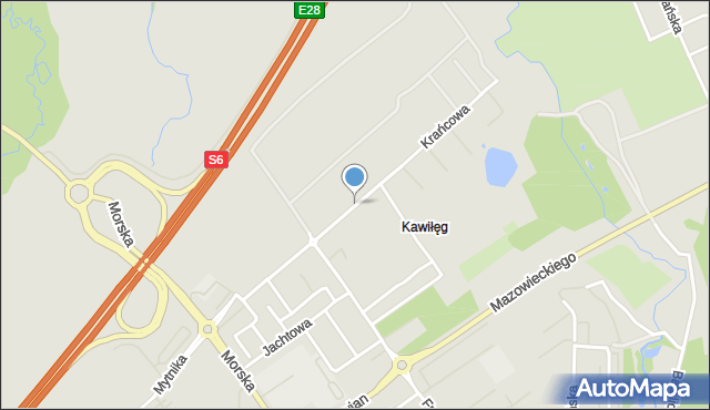 Koszalin, Krańcowa, mapa Koszalina