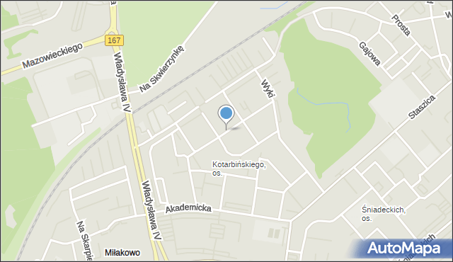 Koszalin, Krzyżanowskiego Juliana, mapa Koszalina