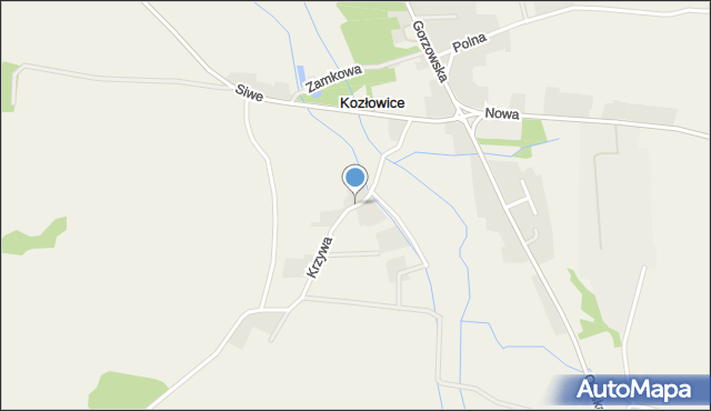 Kozłowice, Krzywa, mapa Kozłowice