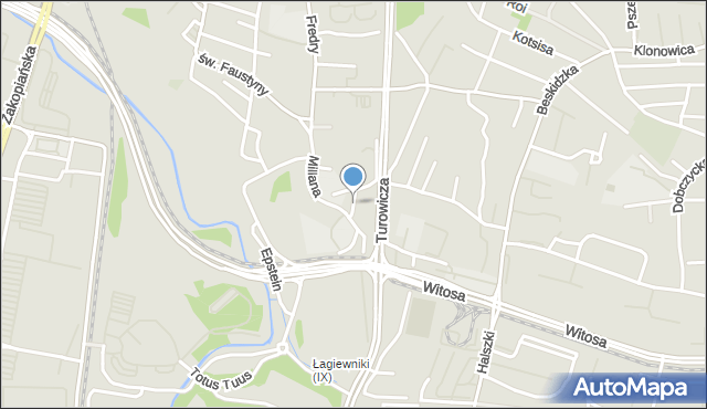 Kraków, Kryształowa, mapa Krakowa