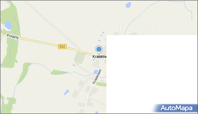 Kraskowo gmina Korsze, Kraskowo, mapa Kraskowo gmina Korsze