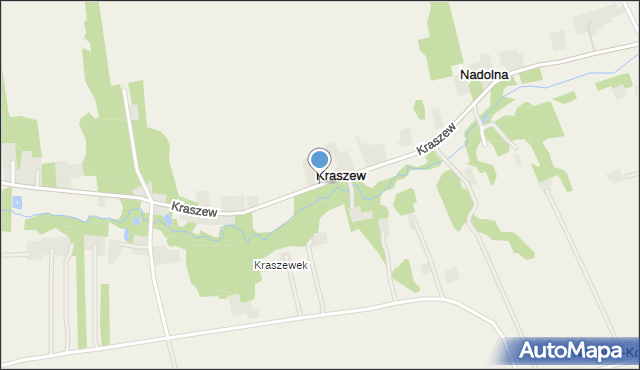 Kraszew gmina Dmosin, Kraszew, mapa Kraszew gmina Dmosin