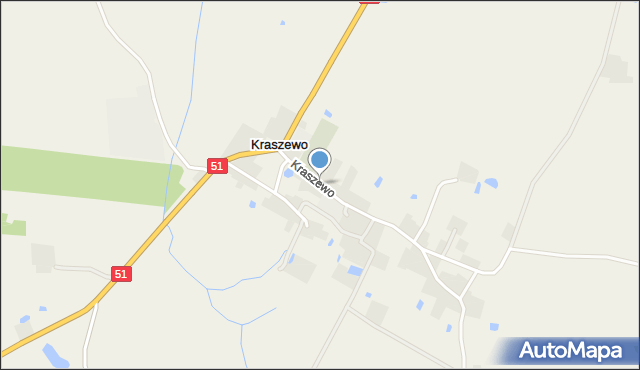 Kraszewo gmina Lidzbark Warmiński, Kraszewo, mapa Kraszewo gmina Lidzbark Warmiński