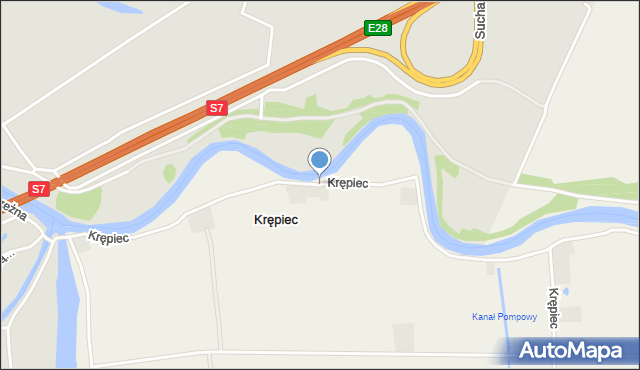 Krępiec gmina Pruszcz Gdański, Krępiec, mapa Krępiec gmina Pruszcz Gdański