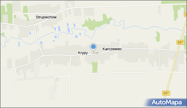Krypy gmina Wierzbno, Krypy, mapa Krypy gmina Wierzbno
