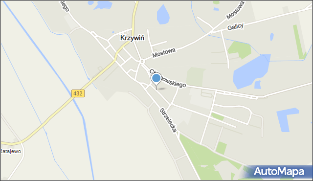 Krzywiń, Kręta, mapa Krzywiń