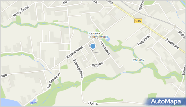 Łodygowice powiat żywiecki, Kryształowa, mapa Łodygowice powiat żywiecki