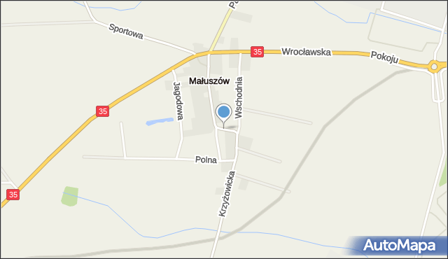 Małuszów gmina Kobierzyce, Krzyżowicka, mapa Małuszów gmina Kobierzyce