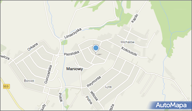 Maniowy, Kraszewskiego Józefa Ignacego, mapa Maniowy