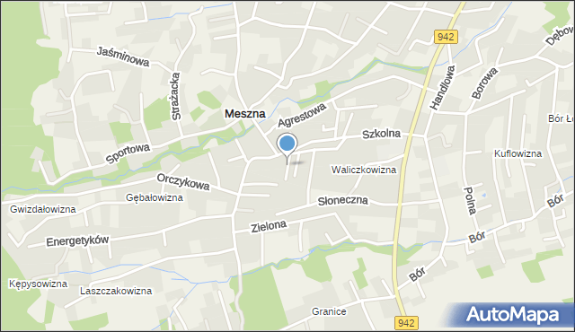 Meszna gmina Wilkowice, Krótka, mapa Meszna gmina Wilkowice