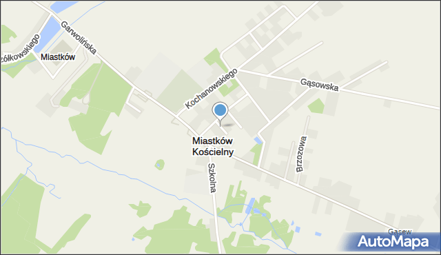 Miastków Kościelny, Krótka, mapa Miastków Kościelny