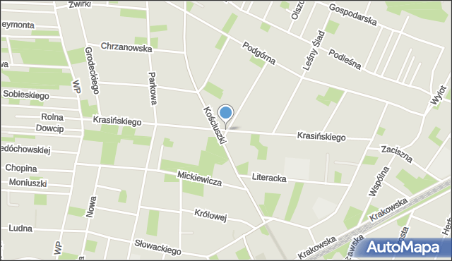 Milanówek, Krasińskiego Zygmunta, mapa Milanówek