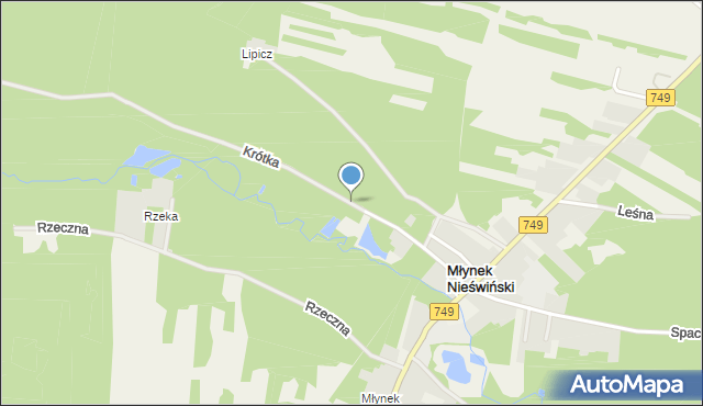 Młynek Nieświński, Krótka, mapa Młynek Nieświński