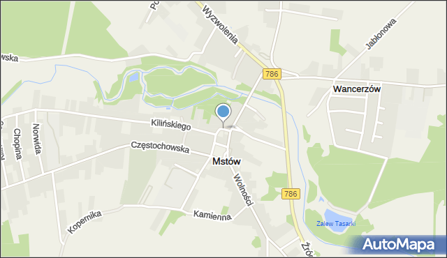 Mstów powiat częstochowski, Krótka, mapa Mstów powiat częstochowski