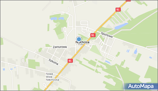 Niechcice, Krótka, mapa Niechcice