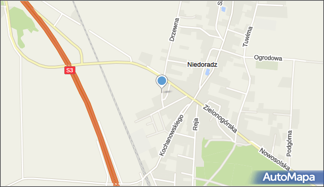 Niedoradz, Krasickiego, mapa Niedoradz