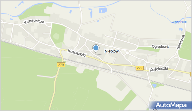 Nietków, Krzywa, mapa Nietków