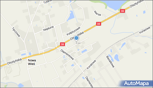 Nowa Wieś gmina Iława, Kryształowa, mapa Nowa Wieś gmina Iława