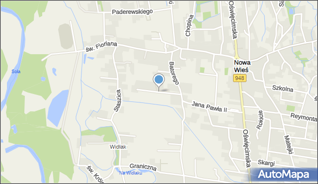 Nowa Wieś gmina Kęty, Króla Władysława Jagiełły, mapa Nowa Wieś gmina Kęty