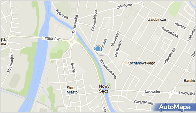 Nowy Sącz, Kraszewskiego Józefa Ignacego, mapa Nowego Sącza