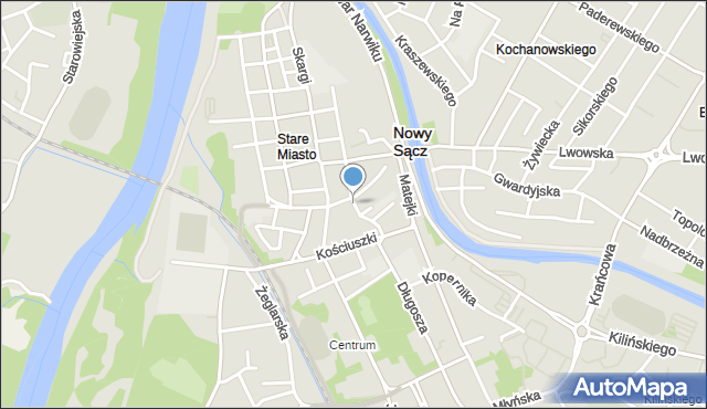 Nowy Sącz, Króla Jana III Sobieskiego, mapa Nowego Sącza