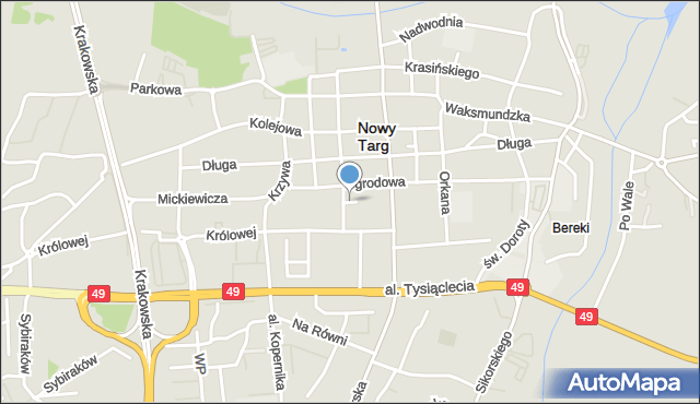 Nowy Targ, Króla Władysława Łokietka, mapa Nowego Targu