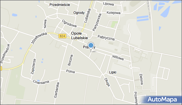 Opole Lubelskie, Krótka, mapa Opole Lubelskie