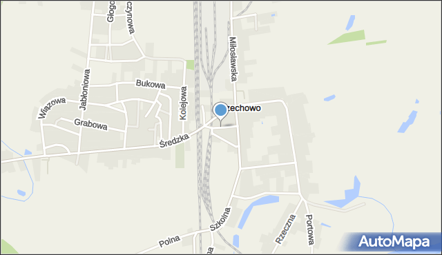 Orzechowo gmina Miłosław, Krótka, mapa Orzechowo gmina Miłosław