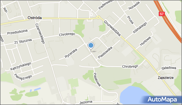Ostróda, Króla Bolesława Chrobrego, mapa Ostróda