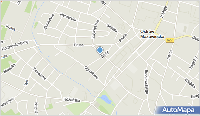 Ostrów Mazowiecka, Królowej Bony, mapa Ostrów Mazowiecka
