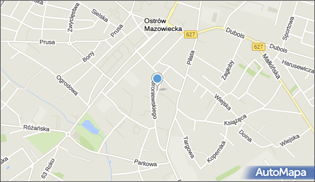 Ostrów Mazowiecka, Krótka, mapa Ostrów Mazowiecka